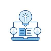 Online learning platform conceptual graphic with lightbulb and people vector