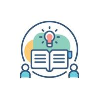 Team brainstorming generates innovative ideas through collaborative book study vector