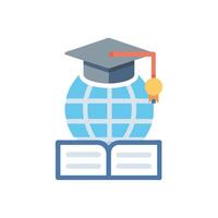 Global education icon with graduation cap and open book vector