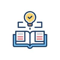 Idea lightbulb connecting knowledge book for creative problem solving vector