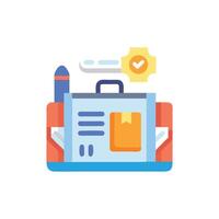 Illustration of shipping items with checkmark for delivery process vector