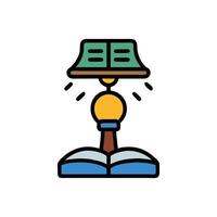 Reading lamp illuminating a book for knowledge and education vector