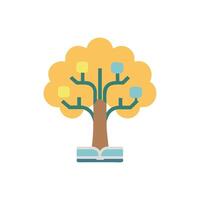 Knowledge tree icon over open book on White Background vector