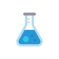 Blue liquid in conical flask on White Background illustration. vector