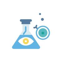 Eye in Erlenmeyer flask with magnifying glass illustration vector