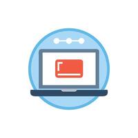 Laptop screen displaying data analytics report visualization icon vector