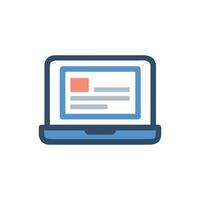 Laptop displaying website content with a clean modern design vector