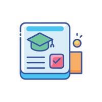 Online education platform with graduation cap and checklist icon vector