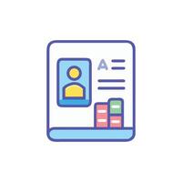 Stylized book icon with profile and text elements vector
