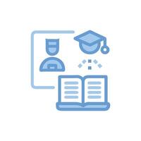 Elearning concept with open book and graduation cap vector