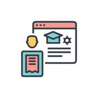 Online education platform with student and website interface illustration vector