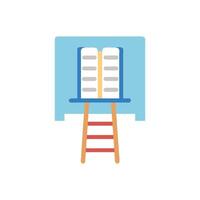 Stylized presentation of open book on podium with ladder vector