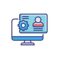 Computer screen with settings gear and user profile graphic vector