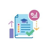 Education data analysis showing progress and success assessment report vector