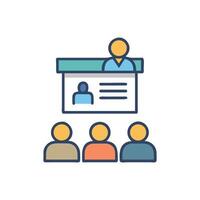Conference or Presentation Icon Illustrating Speaker and Audience vector