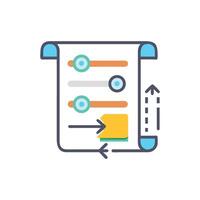 Flat design icon illustration of settings process on scroll vector