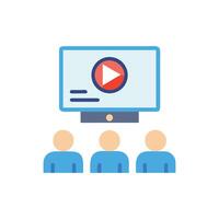 Online meeting with presentation shown to three attendees vector