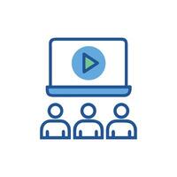 Webinar presentation concept on computer with audience watching vector