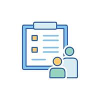 Team reviewing checklist flat design for business processes vector