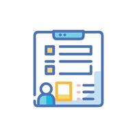 Digital document clipboard with person icon and questionnaire marks vector