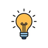 Isolated yellow light bulb with rays on White Background vector