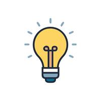 Conceptual illustration of a glowing light bulb on White vector