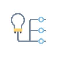 Electrical diagram icon illustrates circuit split with light bulb vector