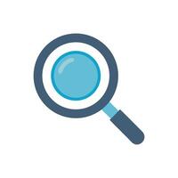 Simple graphic of magnifying glass against a White Background vector