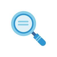 Minimalist light blue magnifying glass with equal sign inside vector