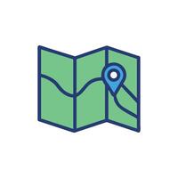 Simple illustration of a colorful map with location pin vector