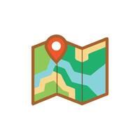 Simple unfolded map icon with location pin point marker vector