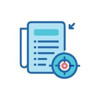 Targeting document analysis icon representing document goals and analysis vector