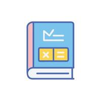 Colorful mathematical textbook with equations, symbol and equal icon vector