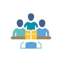 Simplified Team Meeting Graphic Depicting Collaboration and Knowledge Sharing vector