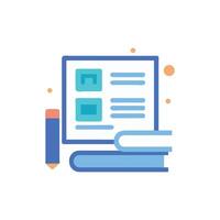 Flat icon of books document and pencil illustration vector