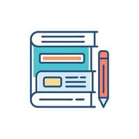 Stacked books and a pencil icon on White Background vector
