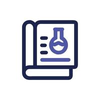 Blue science book with flask icon on White Background vector
