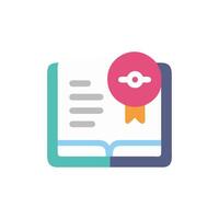 Open book with seal icon in flat design style vector