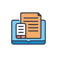 Computer screen showing digital documents and book icon display vector