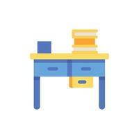 Flat design illustration of study desk with books vector