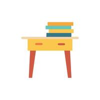 Desk with stacked books isolated on White Background illustration vector