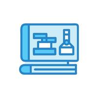 Blueprint design book icon with blue outline on White vector