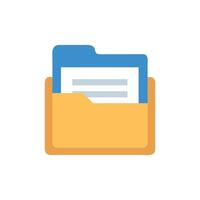 Flat design folder icon with documents on White Background vector