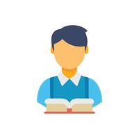 Man reading book in flat design illustration vector