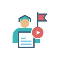 Online education icon depicting student learning with digital resources vector