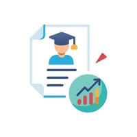 Student graduation statistics document with upward trend graph icon vector