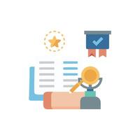 Concept of achievements and quality in business performance review vector