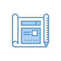 Blueprint style icon for engineering and design tasks vector