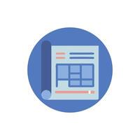 Icon of project wireframe on blue circular background vector