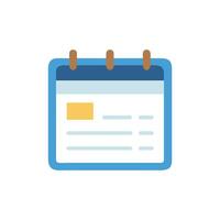Calendar icon illustration with event details, flat design vector